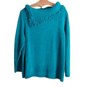 Hampshire STUDIO Teal Chunky Fringed Sweater 2X